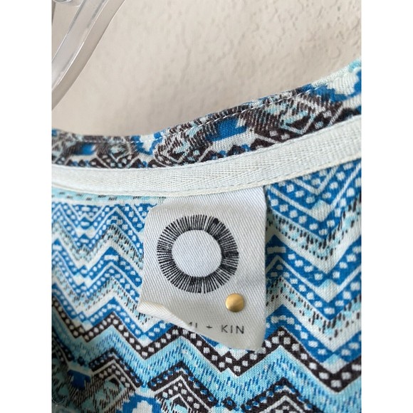 Anthropologie Akemi+kin Size XS Teal Geometric Print 3/4 Sleeve Ocotillo Top - Picture 5 of 5